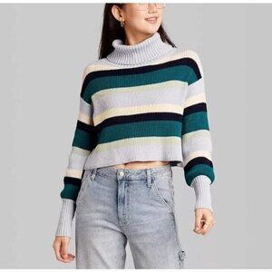 Wild Fable Sweater Crop Stripes Pullover Retro 90s